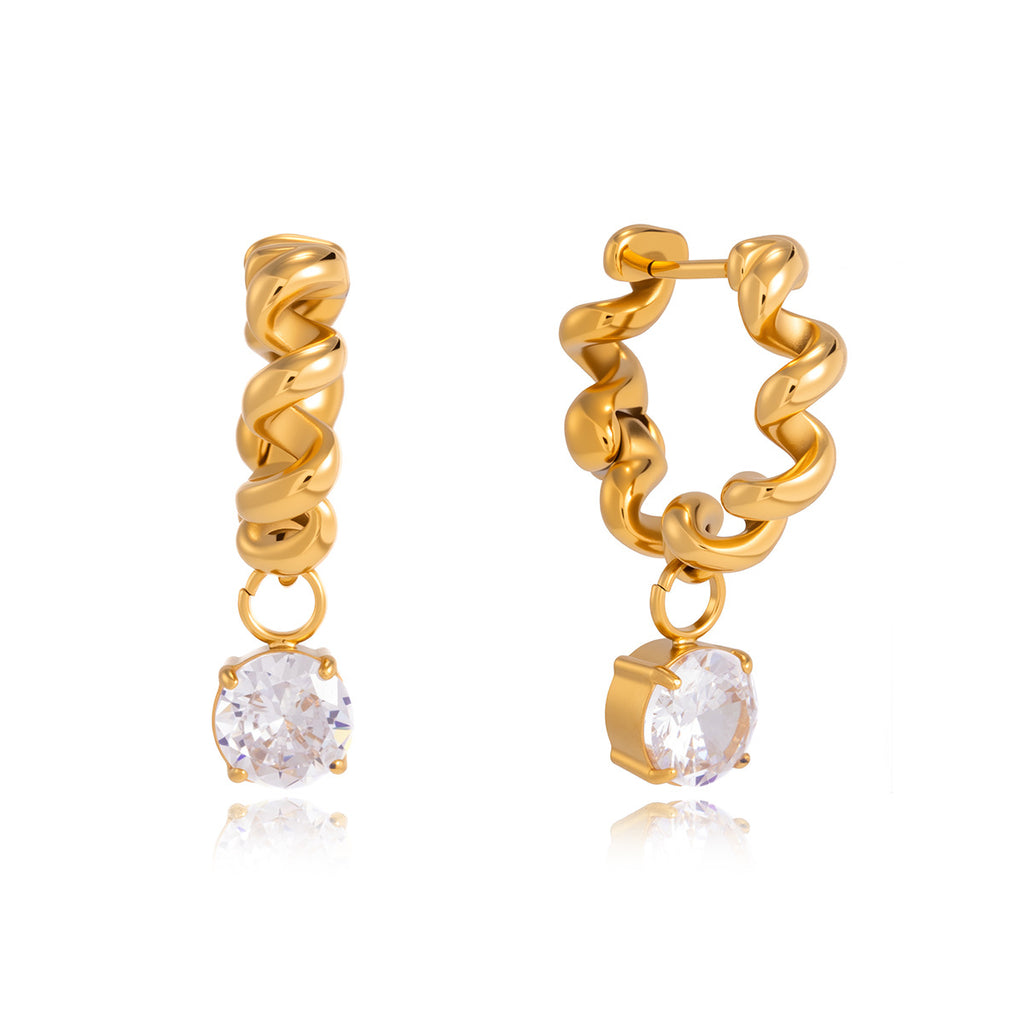 Twisted stainless steel hoops front and side