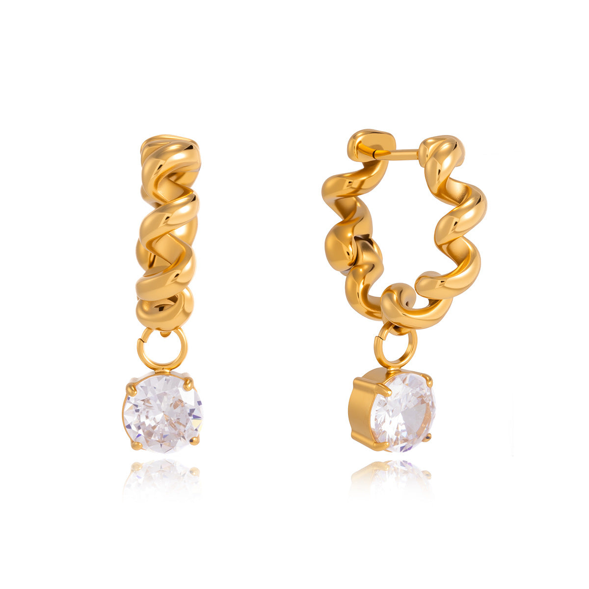Twisted stainless steel hoops front and side