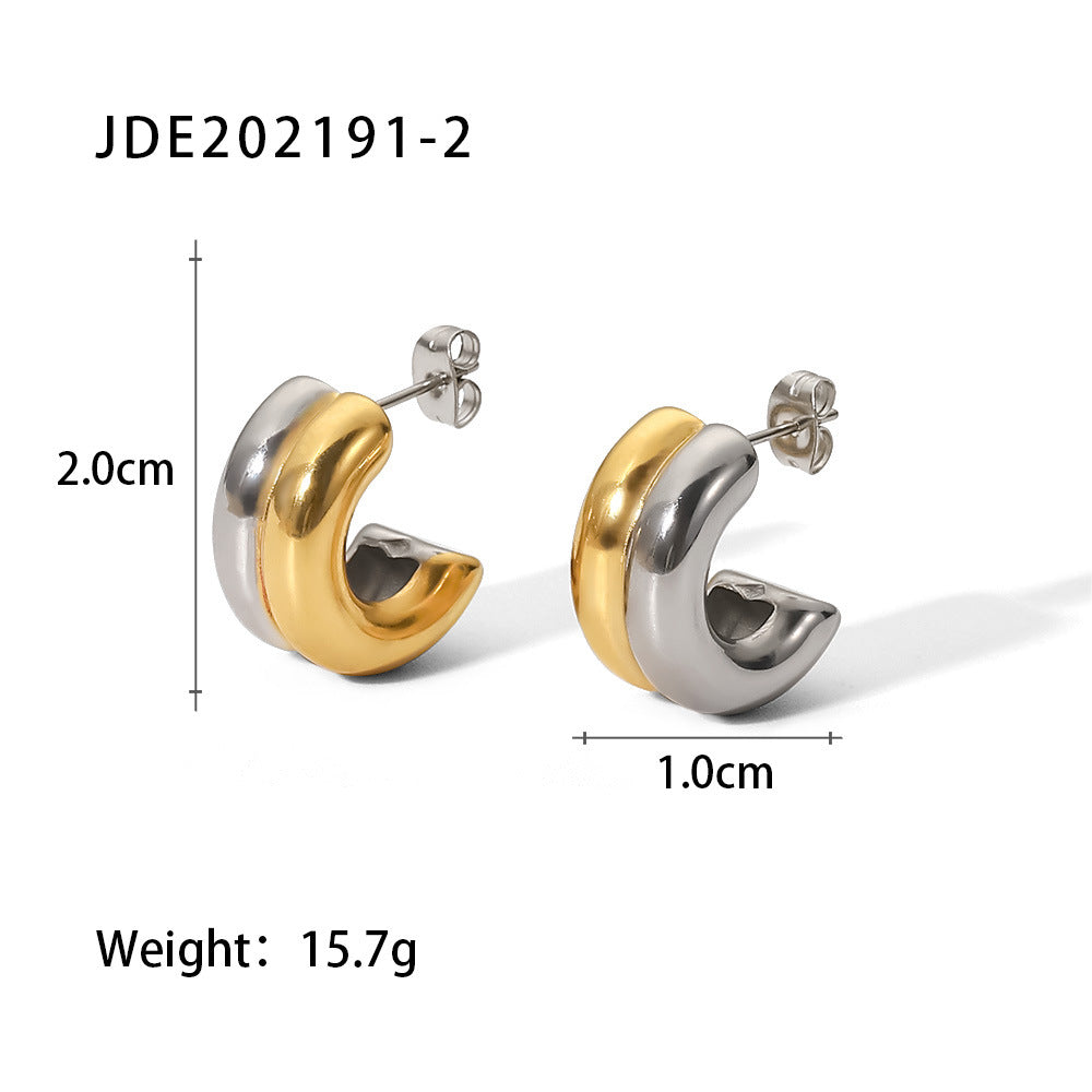 Stainless Steel Hoop Earring Collection in Mixed Finishes — variant reference