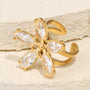 gold plated marquise clear-stone flower open ring