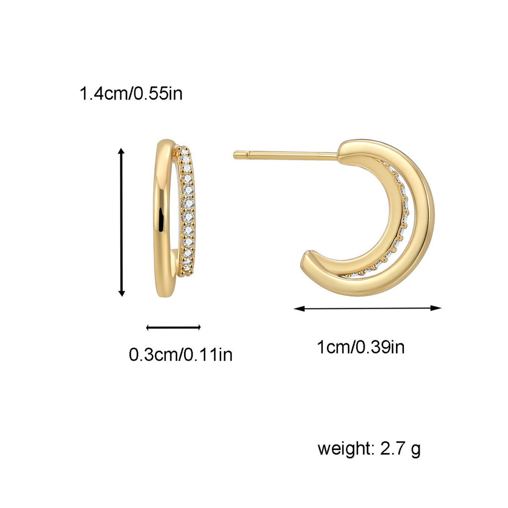 14 mm brass C-hoop earring dimensions and weight