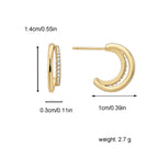 14 mm brass C-hoop earring dimensions and weight
