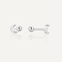 925 sterling silver crescent moon piercing stud earrings on white