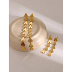 Gold Plated Chevron Tassel Stainless Steel Drop Earrings – product view 3