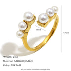 six-pearl open ring with approximate dimensions and weight