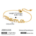 Gold-tone mama lettering chain bracelet with dimensions