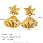 41.9 mm starfish shell earrings with size and weight details