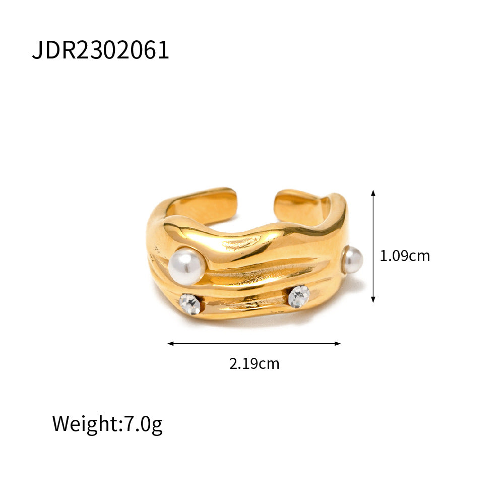 Wavy ring showing face height and overall dimensions