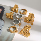 Heart Stainless Steel Ring and Stud Earring Collection in Mixed Finishes – styled view