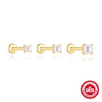 three sizes of gold plated 925 silver white resin bead flat-back earrings