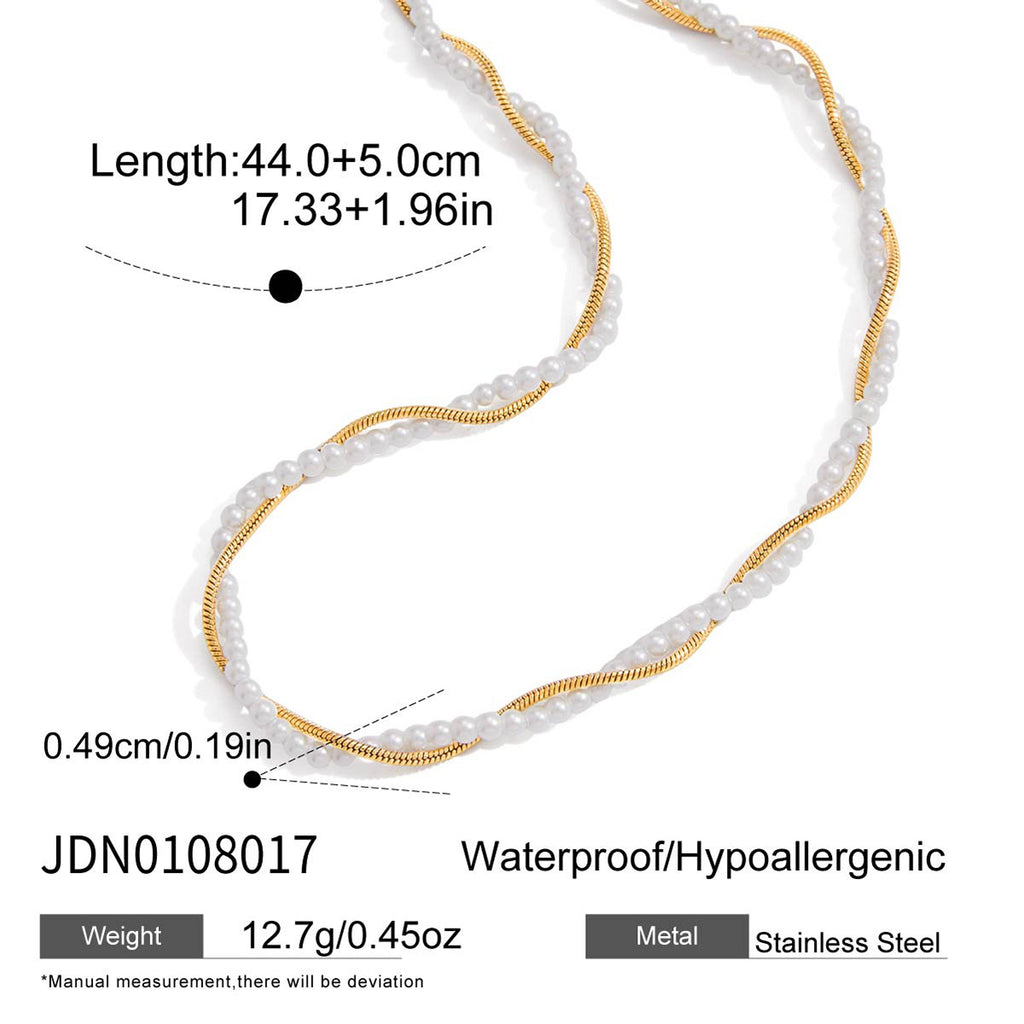 Gold-Tone Layered Stainless Steel Necklace and Huggie Earring Collection size and proportion reference