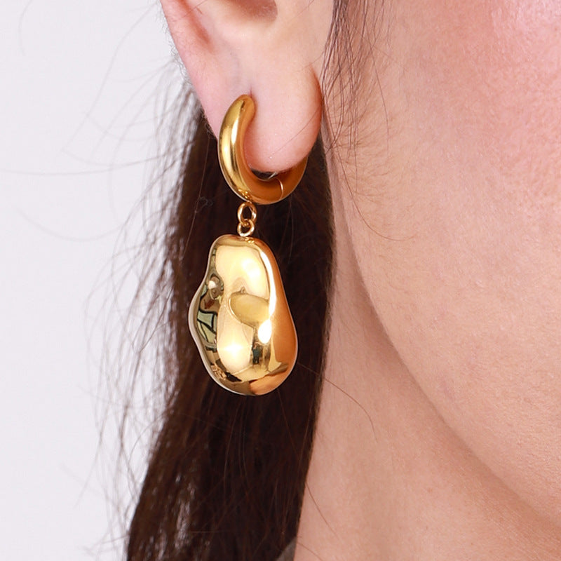 Gold-Tone Stainless Steel Statement Drop Earring Collection — front view