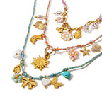 Colorful Charm Cord Stainless Steel Necklace Collection – front view