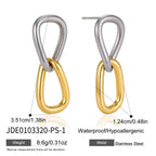 Silver tone top and gold tone lower link earring specification view
