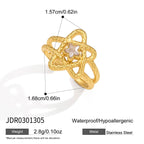 Looped star ring with clear center size reference