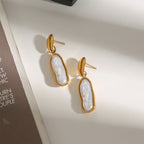 Gold-Tone Baroque Pearl-Look Stainless Steel Drop Earrings — wholesale view 2