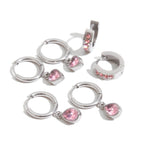 Pink Clear-Stone Stainless Steel Hoop Earring Collection finish and shape detail