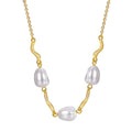 alternate front view of brass shell pearl necklace