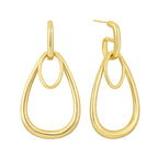 brass nested teardrop drop earrings isolated on white