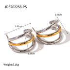 Stainless Steel Hoop Earring Collection in Mixed Finishes — finish detail