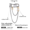 Adjustable stainless steel ring with clear stones and 4.2 cm chain drop