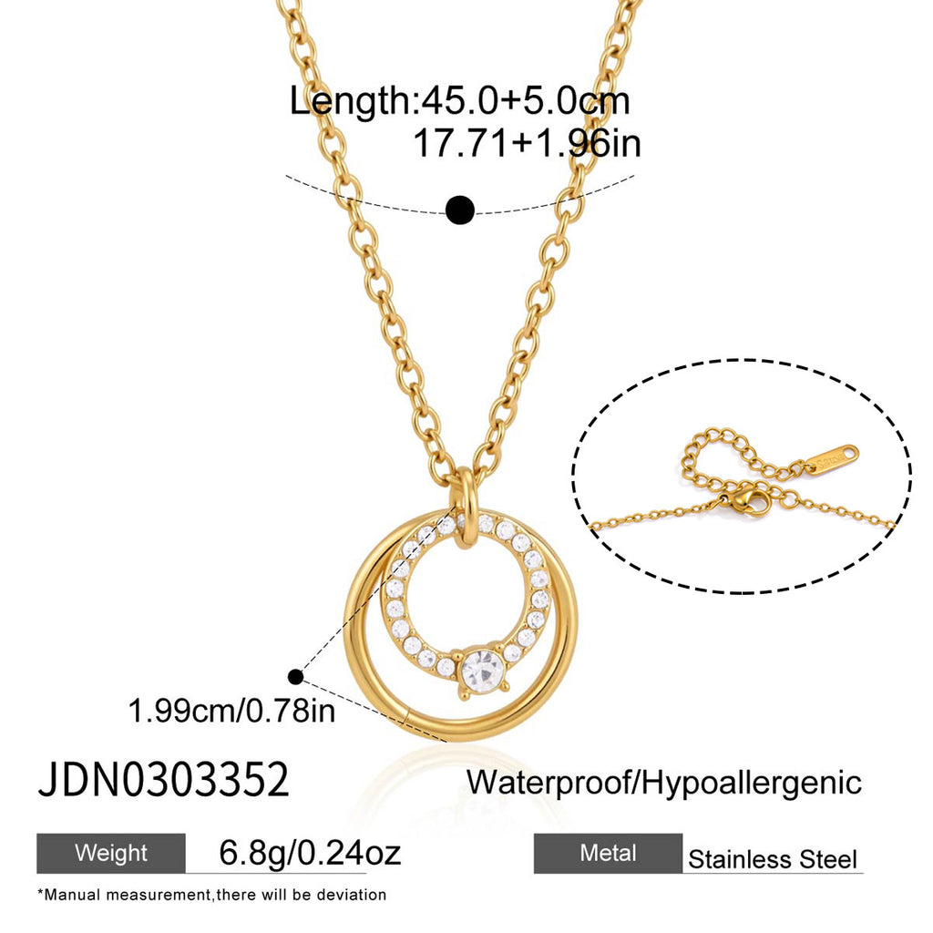 Stainless steel circle necklace length and clasp diagram