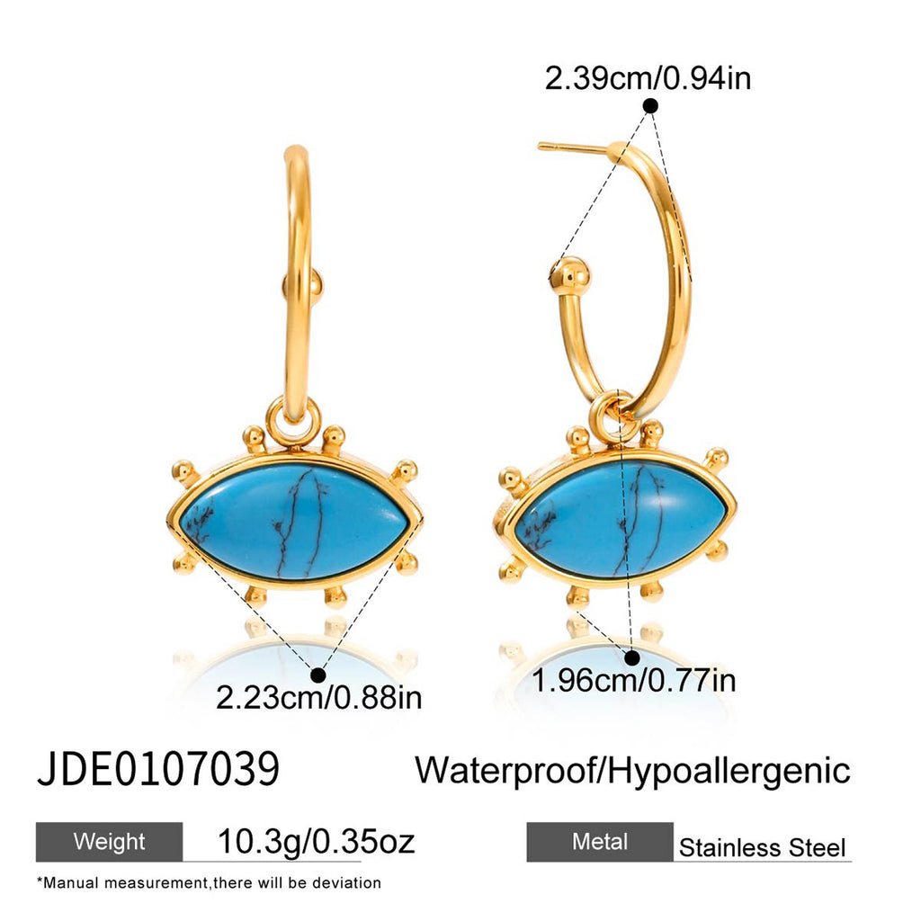 Gold-Tone Turquoise-Color Evil Eye Stainless Steel Jewelry Collection size and proportion reference
