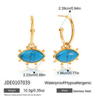 Gold-Tone Turquoise-Color Evil Eye Stainless Steel Jewelry Collection size and proportion reference