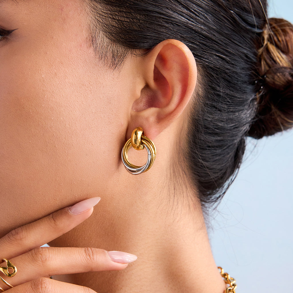 Stainless Steel Geometric Drop Earring Collection – product view 1