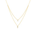 gold plated 925 silver layered necklace with two clear zirconia clovers