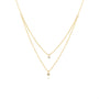 gold plated 925 silver layered necklace with two clear zirconia clovers