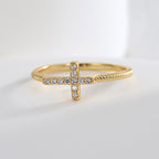 close-up of clear zirconia cross ring