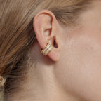 Double-row clear-stone cuff worn around the ear