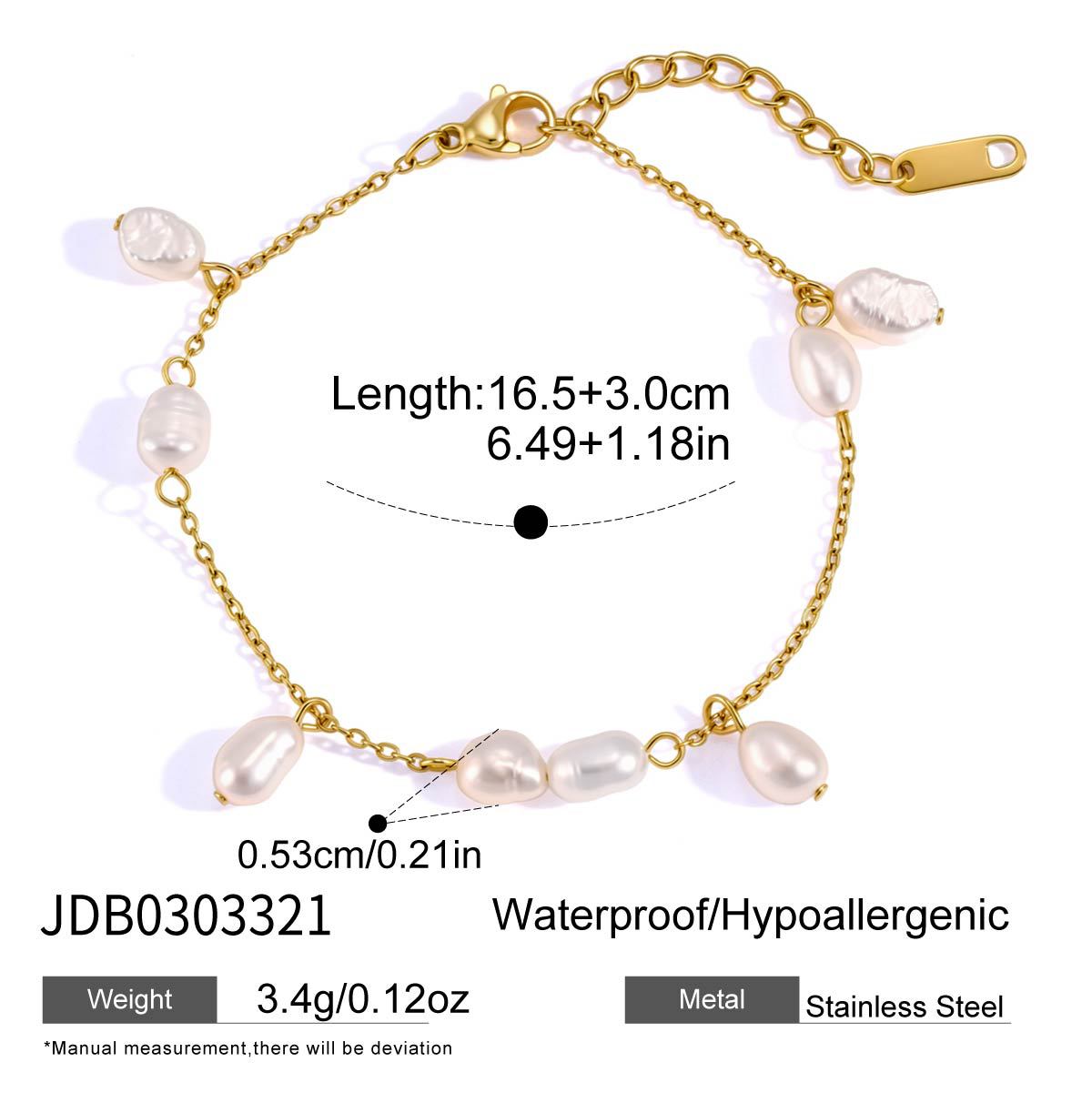 Natural pearl chain bracelet measurement diagram