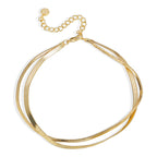 front product view of layered gold plated snake chain anklet
