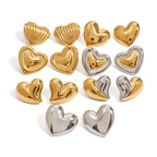 Wholesale Stainless Steel Heart Stud Earring Collection in Mixed Finishes - design detail