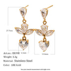 clear stone floral drop earrings with dimensions and weight