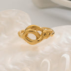 Gold-Tone Snake Stainless Steel Statement Ring – close-up view