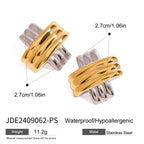 Two-Tone Stainless Steel Crossover Stud Earrings and Ring — product reference