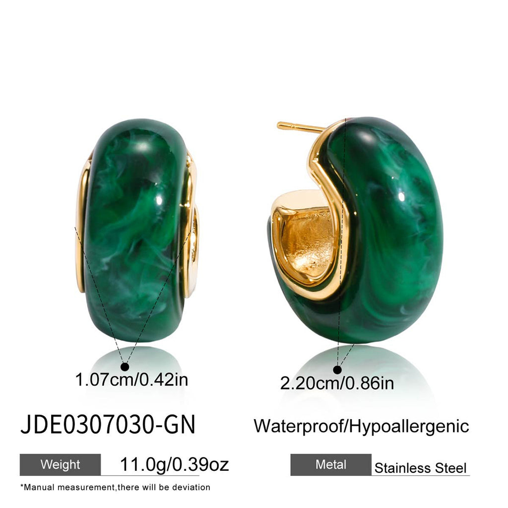 Dark green marbled resin hoop specification image