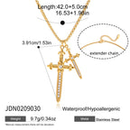 Two pointed cross pendants on one necklace