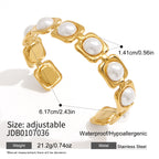 White bead cuff with width and opening measurement diagram