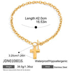 Open-link necklace with a plain cross and toggle fastening