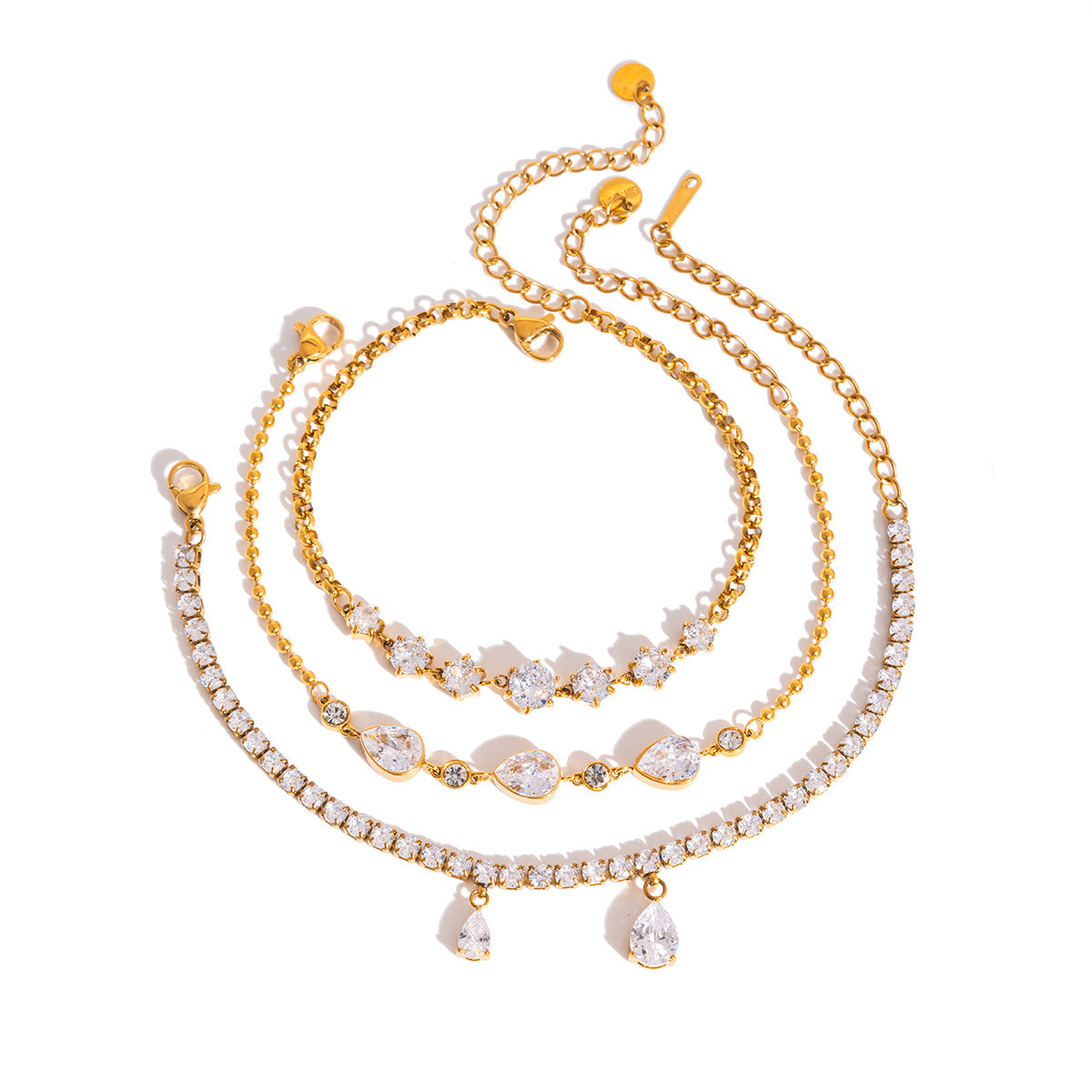 Chain bracelets arranged in a circle