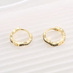 Gold Plated 925 Sterling Silver Black Resin Wave Hoop Earrings — smooth gold backs and hinges