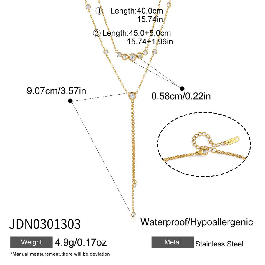 Stainless steel layered lariat length and clasp diagram