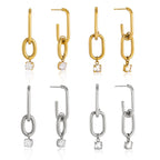 gold plated and silver-finish geometric link earrings in two sizes