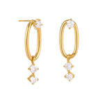 Elongated oval earrings front and post view