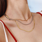 Two-Tone Layered Stainless Steel Chain Necklace – product view 1