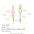 Gold plated asymmetric pearl earring size reference